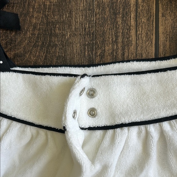 Janie and Jack White terry Dress with Black Accents and polka dot bow straps - Picture 3 of 3